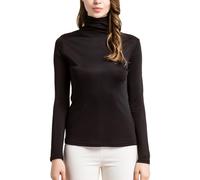 MOROUTLINE Silk Tops Turtleneck Long Sleeve Silk T Shirt Ultra Soft Thermal Layer Tops Slim High Neck Blouse, Black, L