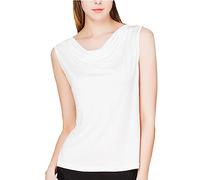 MOROUTLINE Womens Mulberry Silk Tank Top/Sleeveless Cowl Neck Pure Silk Blouse Tops|Summer Real Silk Tank T-Shirt, White, XL