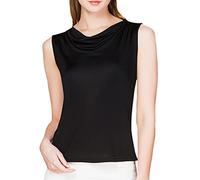 MOROUTLINE Womens Mulberry Silk Tank Top/Sleeveless Cowl Neck Pure Silk Blouse Tops|Summer Real Silk Tank T-Shirt, Black, M