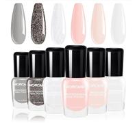 Morovan Polish Kit - 6 Colors Sweet & Cool Nail Collection in Pink Lace, Glitter Black - Quick Dry, Regular Formula, 0.25oz - Spring Summer Gifts for Women