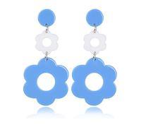 MOROYA Acrylic Flower Earrings for Women Trendy Statement Y2k Floral Resin Earring Daisy Drop Earrings Set Boho Retro White & Yellow 60s/70s Earrings, Copper, No Gemstone