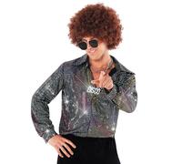 Morph 70s Disco Shirt, Mens Disco Shirt, 70s Costume Men, Mens 80s Outfits, 80s Halloween Costume, Fancy Dress for Adults, XX-Large Silver