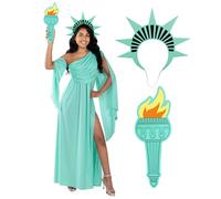 Morph Adult Statue of Liberty Costume Women - Lady Liberty Statue Costume Dress Woman Halloween Costumes For Women S