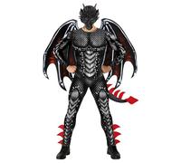 Morph Black Red Dragon Costume Adult Mens Dragon Costume for Adults Jumpsuit Halloween Costumes for Men 2X-Large