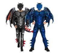 Morph Black Red Dragon Costume Adult Mens Dragon Costume for Adults Jumpsuit Halloween Costumes for Men Medium