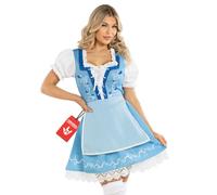 Morph Blue Oktoberfest Outfit Women, October Festival Costume Women, Dirndl Dress Womens Oktoberfest Costume Bavarian L