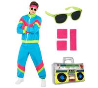 Morph Bright Colour 80s Track Suit Men Costume 90s Tracksuit Men Women 80s Outfit Mens Retro Neon Tracksuit Costume for Mens L