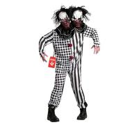 Morph, Clown Costume Adult, Halloween Costumes for Men | Vertical Stripes on the Other, Ruffled Collar, Red Pom Poms Included, Perfect for Halloween, Great for Fancy Dress