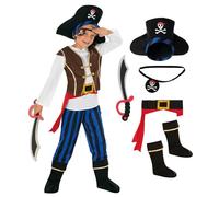 Morph Costumes Blue Kids Pirate Fancy Dress Outfit - Toddler 7-9 Years