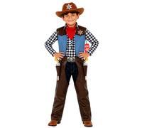 Morph Cowboy Costume For Boys, Wild West Sheriff Outfit With Hat, Kids Western Costume, Childrens Halloween Fancy Dress Small