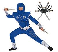 Morph Deluxe Blue Ninja Costume for Kids - Boys Halloween Ninja Outfit with Toy Swords - Toddler Dress-Up, 4-6 Years