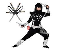 Morph Deluxe Silver Ninja Costume for Boys, Ninja Outfit Kids, World Book Day Costumes for Kids, World Book Day Costumes for Boys, 3-4 Years