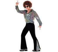 Morph Disco Costume Men's 70s Fancy Dress Hippie Outfit, 1970s Disco Costume for Men, Retro Party Attire, Large