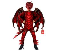 Morph, Dragon Costume Kids, Halloween Costumes for Kids | Blue Scale Printed Bodysuit, Hand Painted Dragon Mask, Realistic Wings Included, Perfect for Halloween, Fun for Fancy Dress