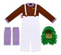 Morph Factory Worker Costume Men, Halloween Costumes for Men | Complete Character Costume Set, Striped Jumpsuit, Dungarees, Cuffs & Wig, Ideal for Group Costumes, Perfect for Halloween
