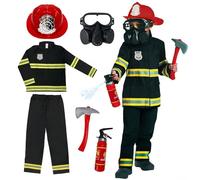 Morph Firefighter Costume Kids, Fireman Costume Kids, Fire Fighter Costumes For Boys, Halloween Fireman Outfit for Children, Small