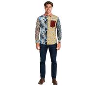 Morph Foul Fashion Shirt for Men, Loud Multicoloured Patchwork Party Shirt, Mens Stag Do Fancy Dress