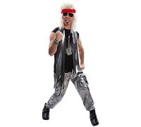 Morph Glam Rockstar Fancy Dress, Rock Star Costume for Men, Mens 80s Outfits, 1980s Fancy Dress Men, X-Large