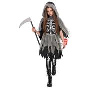 Morph, Grim Reaper Costume Kid, Halloween Costumes for Kids | Girls Grim Reaper Costume Includes Hooded Cloak, Distressed Dress & Scythe; Perfect Girls Halloween Costume