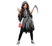 Morph, Grim Reaper Costume Kid, Halloween Costumes for Kids | Girls Grim Reaper Costume Includes Hooded Cloak, Distressed Dress & Scythe; Perfect Girls Halloween Costume