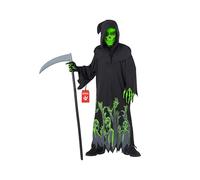 Morph Grim Reaper Costume Kids, Halloween Costumes for Kids | Hooded Robe, Mask, Gloves & Scythe Included, Glow-in-the-Dark Mask & Robe, Pull-On Style, Perfect for Halloween
