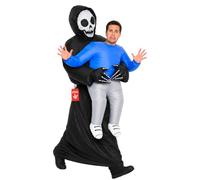 Morph, Grim Reaper Inflatable Costume, Halloween Costumes for Adults | Inflatable Grim Reaper Carry-Me Suit with Fan Included, Shoulder-Ride Illusion Design, Perfect for Halloween, Always a Hit
