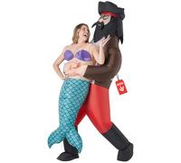 Morph Inflatable Pirate Mermaid Costume Adult, Halloween Costumes Adults | Inflatable Pick-Me-Up Costume with Built-In Fan & Battery Pack, Fun Novelty Design, Great for Parties, Perfect for Halloween