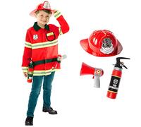 Morph Kids Fireman Costume | Firefighter Outfit for Boys | Halloween Dress-Up | Fun Role Play Costume for Kids, 3-4 Years