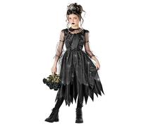 Morph Kids Gothic Witch Costume For Girls - Black Witch Dress - Halloween Costume For Girls - Spooky Dress Up, Small