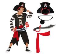 Morph Kids Pirate Costume Set with Toy Sword - Boys Pirate Deckhand Fancy Dress Outfit for Halloween and Parties, 3-4 Years