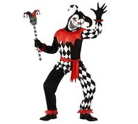Morph Light Up Mask Kids Jester Costume, Scary Clown Costumes, Evil Jester Halloween Costume for Boys, Fun Dress-Up, X-Large