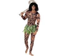 Morph Maui Costume Adult Men Hawaiian Fancy Dress Leaf Costume Halloween Character Costumes for Men, Medium