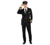 Morph Mens Pilot Costume Men Airplane Outfit Adult Airline Halloween Pilot Uniform Costume for Men 2XL