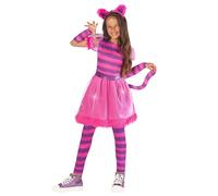 Morph Pink Cat Costume For Girls - Striped Kids Halloween Costume - Purple Cat Outfit For Dress Up Fun, 4-6 Years
