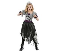 Morph, Prom Queen Halloween Costume, Halloween Costumes for Kids | Grey Satin, Printed Belt Detail Included, Perfect for Halloween, Fun for Fancy Dress