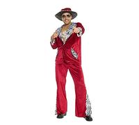 Morph Red Men's Pimp Costume - 70s Fancy Dress Outfit for Men - Vegas Pimp Fancy Dress - Halloween Costume, X-Large
