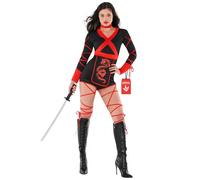 Morph Red Ninja Costume for Women - Adult Halloween Ninja Outfit - Dragon Ninjas Dress Up for Women, Large