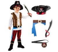 Morph Red Pirate Costume Kids, Pirate Fancy Dress Kids, Boys Pirates Costumes, Boys Halloween Costume, 4-6 Years