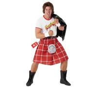 Morph Roddy Piper Costume, Halloween Costume | Printed Hot Rod Graphic T-shirt, Tartan Print Kilt with Elasticated Waist Included, Perfect for Halloween, Great for Dress-Up