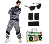 Morph Shiny Tracksuit 80s Fancy Dress Mens Costumes 80s Shell Suit Mens Women 90s Fancy Dress for Adults Men Disco Outfit S