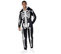 Morph, Skeleton Onesie Adult, Halloween Costumes for Men | Hooded Skeleton Jumpsuit Included, Bold Digital Bone Print Front, Back & Hood, Perfect for Halloween, Great for Fancy Dress