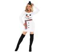 Morph Snowman Costume Women, Christmas Costume for Women | Printed Snowman Face Details, Decorative Button Accents Included, Perfect for Christmas, Great for Fancy Dress