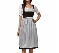Morph Suits Adults German Oktoberfest Costume Women's Laced Half Apron Bavarian Traditional Cosplay Dress Outfit Elegant Historical Themed Party Wear(Light Gray,S)