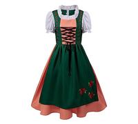 Morph Suits Adults Women's Plus Size German Dress Square Neck Apron Oktoberfest Beer Girl Costume(Green,XXL)