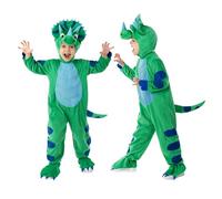 Morph Triceratops Costume For Kids, Blue Plush Dinosaur Jumpsuit With Hood, Childrens Dinosaur Outfit, Book Week 4-6 Years