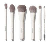 Morphe Along for the Glide 6 Piece Makeup Brush Set - Travel Makeup Brushes for Face and Eyes with Silicone Bag - Professional Make Up Tools for Foundation, Blush, Eyeshadow, Brow (6 ct)