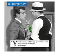 Morphed 40th Birthday Card Retro Image of Two Men Chatting, 6 x 6 inches
