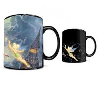 Morphing Mugs Disney - Tinker Bell and Peter Pan Fly to Never Land - Thomas Kinkade Studios - One 16 oz Heat Sensitive Clue Mug - Full Image Revealed When HOT Liquid Is Added