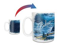Morphing Mugs Polar Express Believe - Train and Snow - Heat Sensitive Clue Mug - Hidden image appears when hot liquid is added