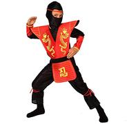 Morphsuits Kids Ninja Costume, Great Boys Or Girls Fancy Dress Red Ninja Outfit, For Age 9-11 Years Red Large (53-58 Ins/134cm-146cm)